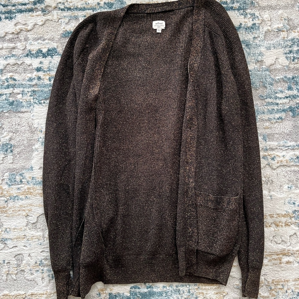 Aritzia Wilfred black and gold cardigan